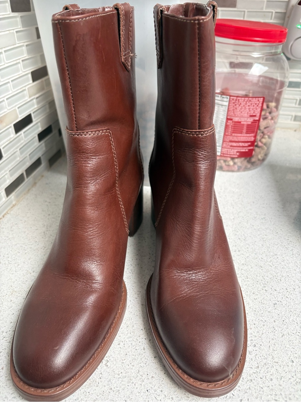Vince Camuto Men's Chestnut Brown Leather Pull-On Ankle Boots